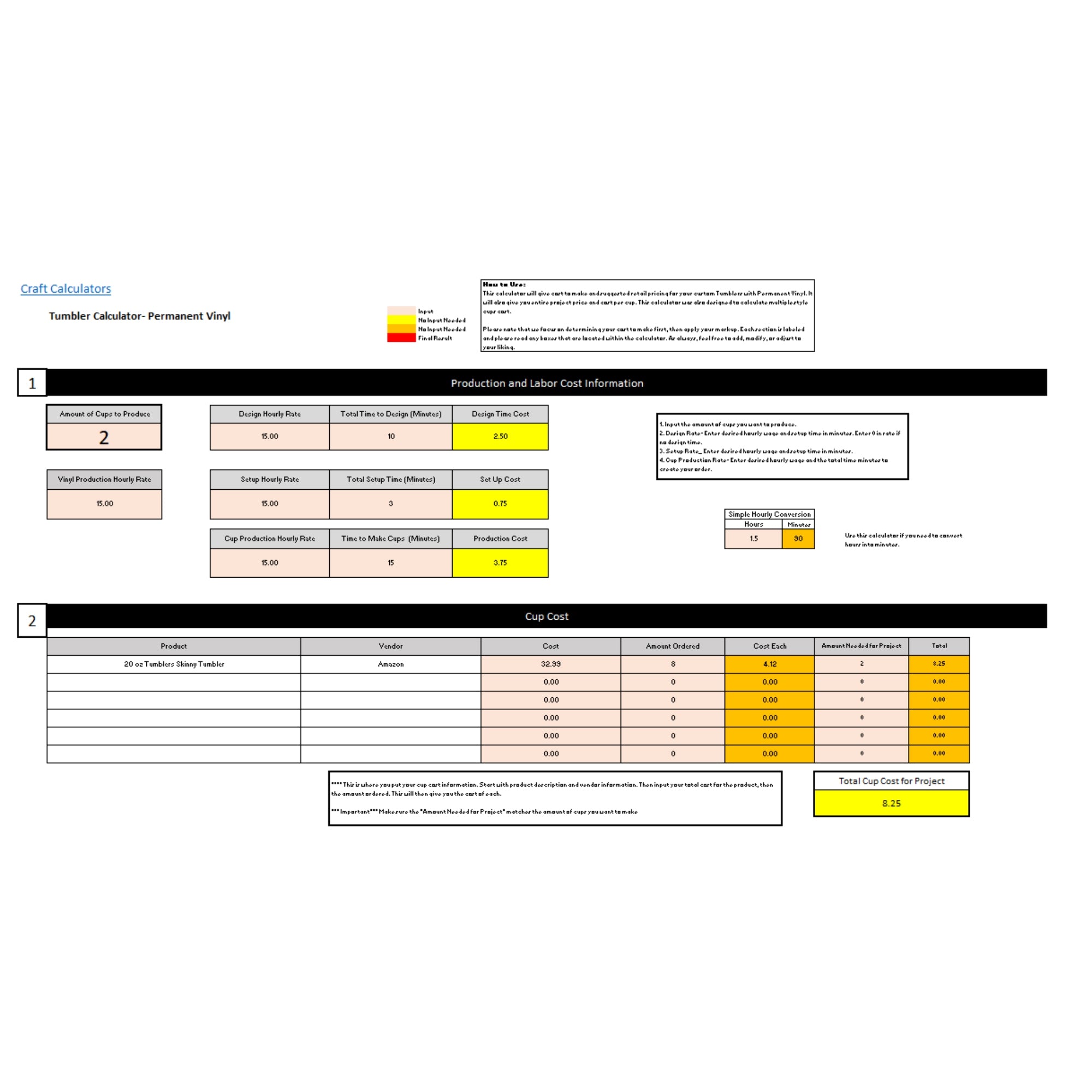 Custom Permanent Vinyl Tumbler Pricing Calculator