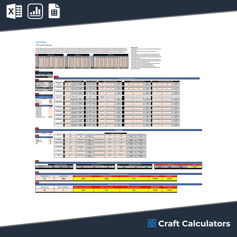 8 HTV Business Bundle Calculators | Heat Transfer Vinyl Pricing Calculator Set