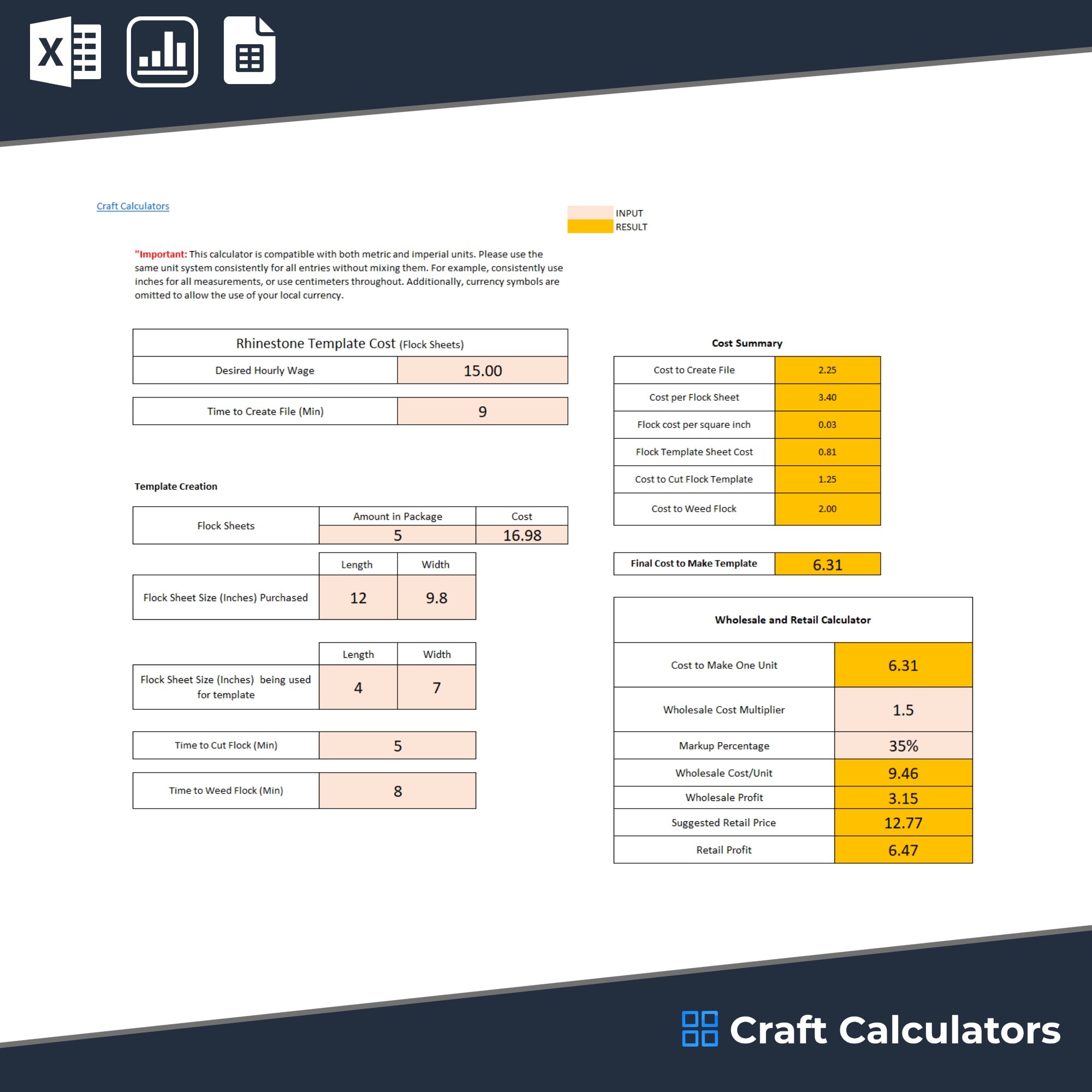 Rhinestone (Flock Sheets) Template Pricing Calculator: Easily Determine Template Costs